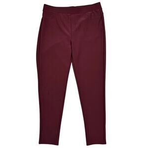 Kay Unger New York Slimming Pants Size XL Burgundy Pull On Elastic Waist Career